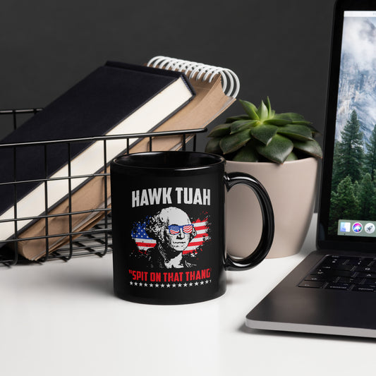 Hawk Tuah™ Black Glossy Mug 2