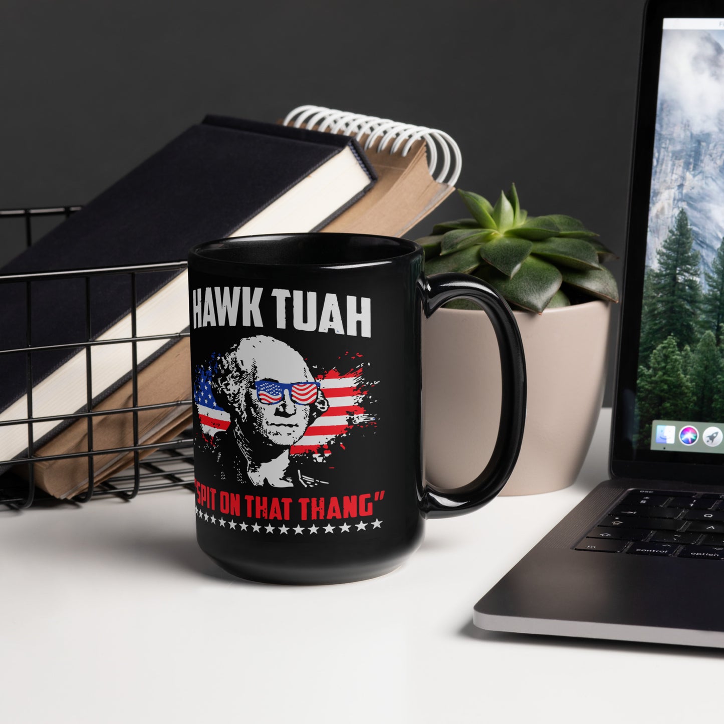 Hawk Tuah™ Black Glossy Mug