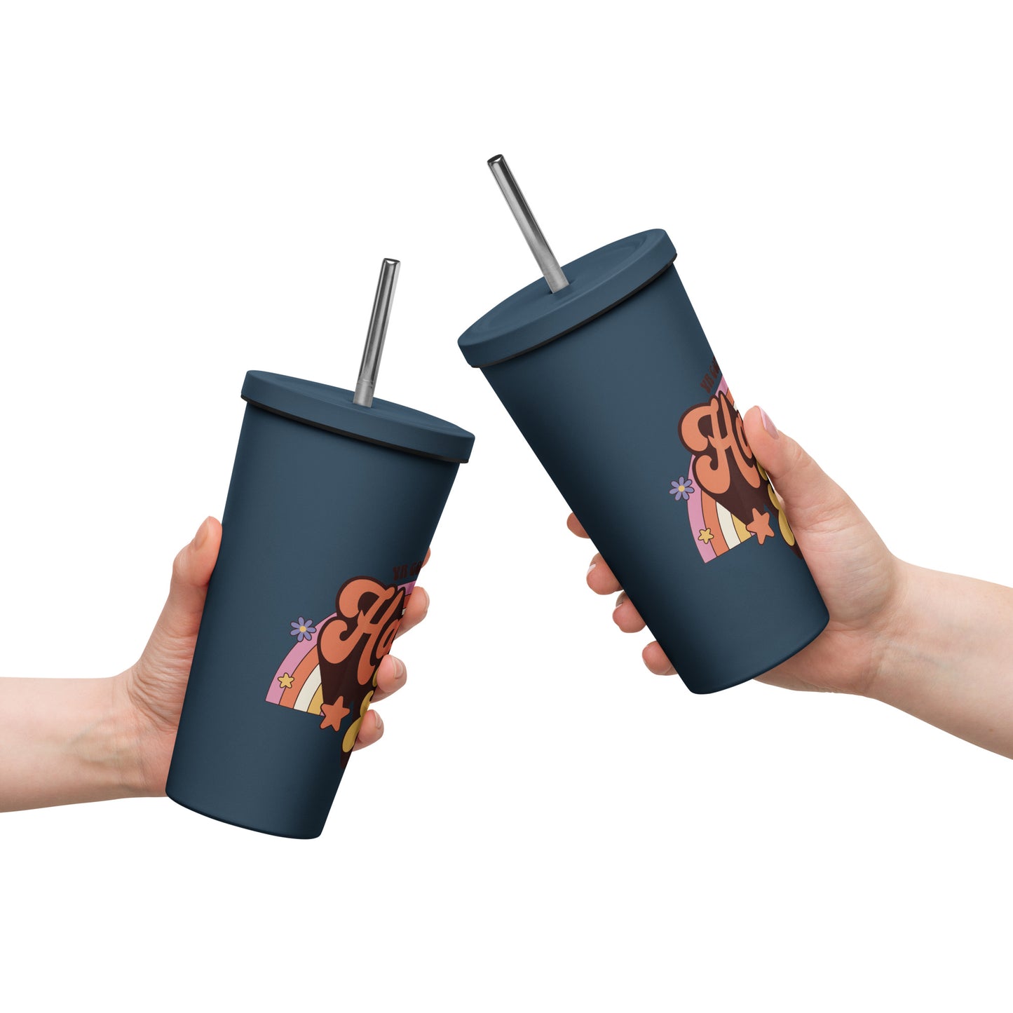 Hawk Tuah™ Insulated tumbler with a straw