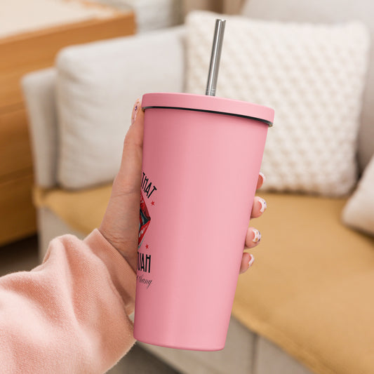 Hawk Tuah™ Insulated tumbler with a straw