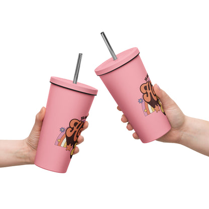 Hawk Tuah™ Insulated tumbler with a straw