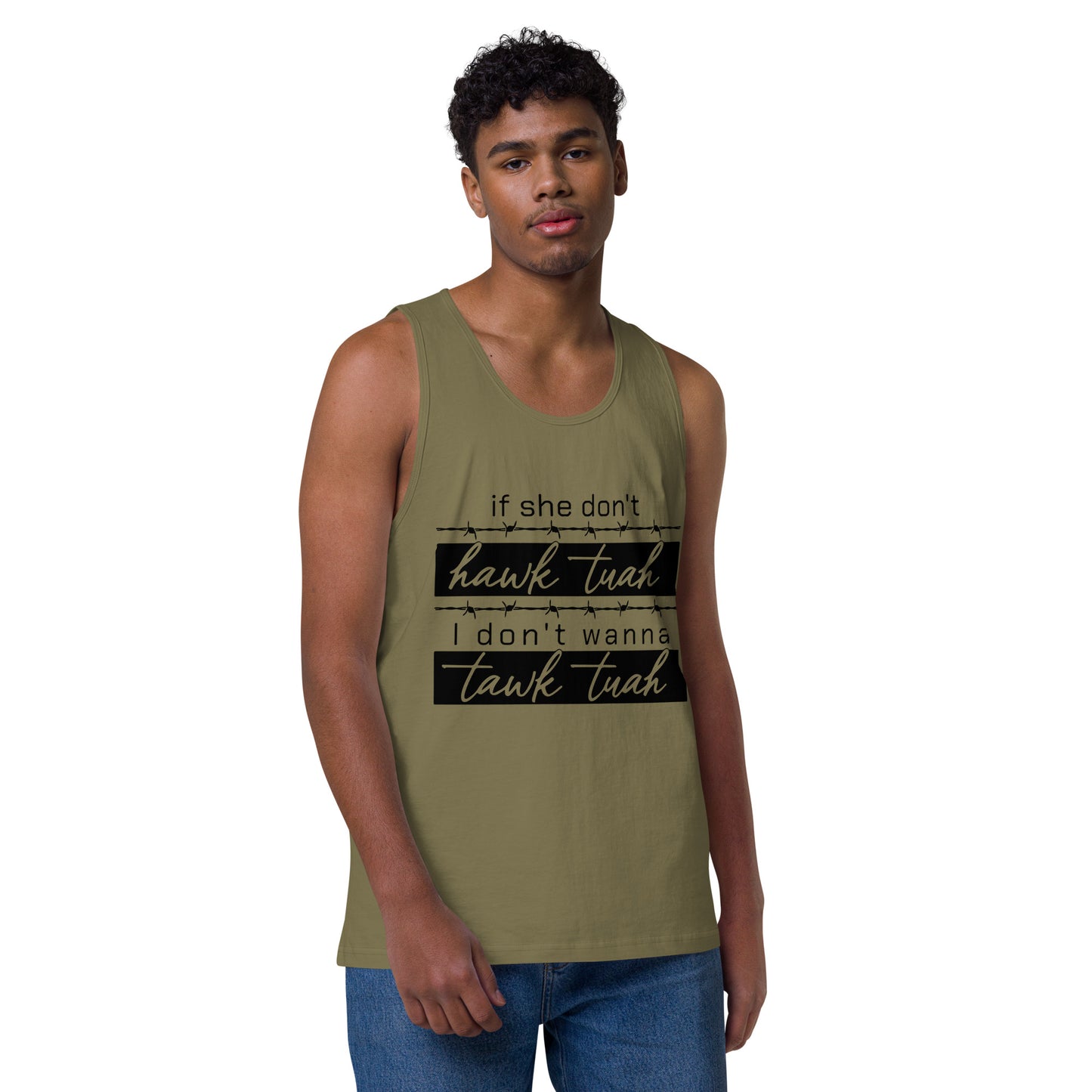 Tawk Tuah Men’s premium tank top