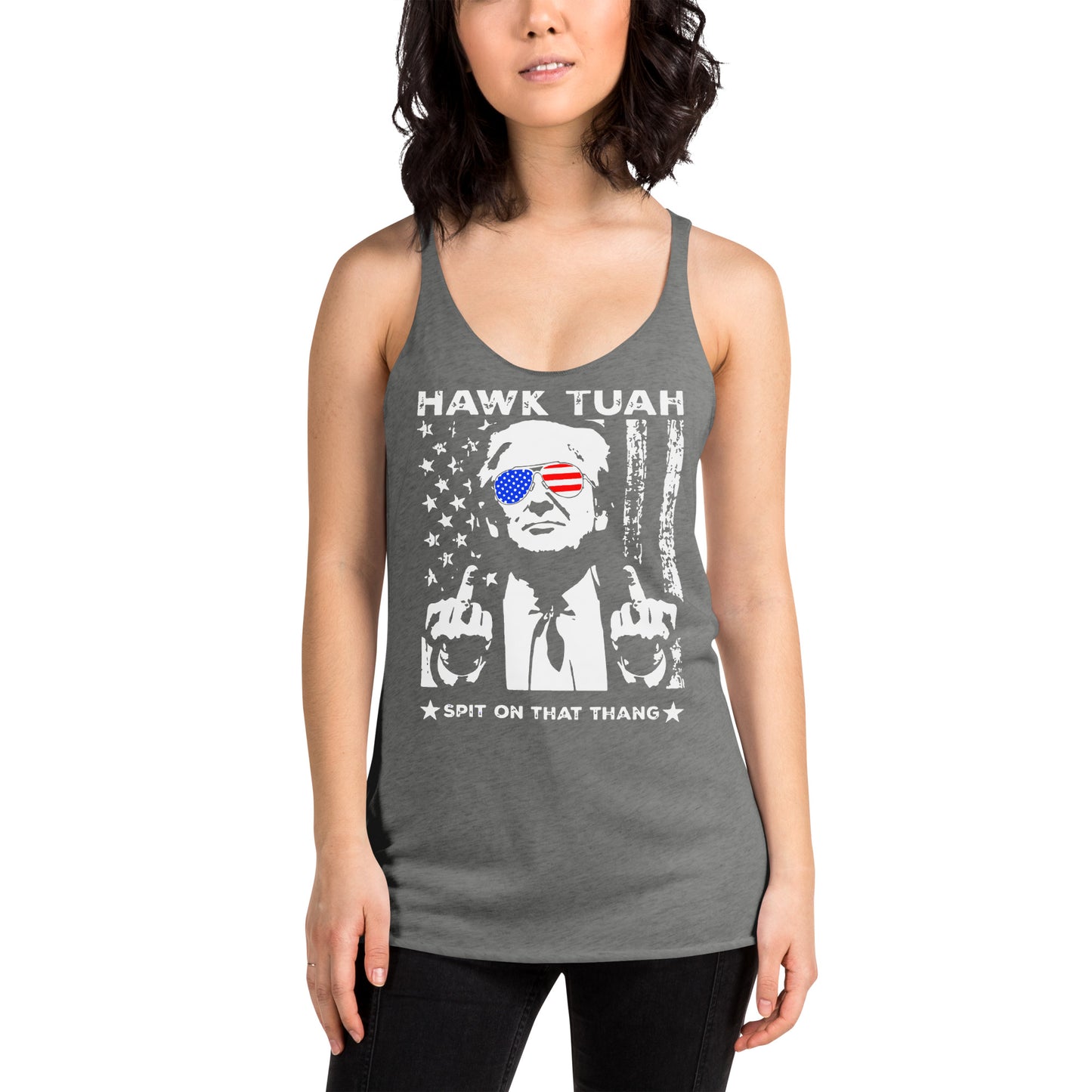 Hawk Tuah™ Trump Women's Racerback Tank