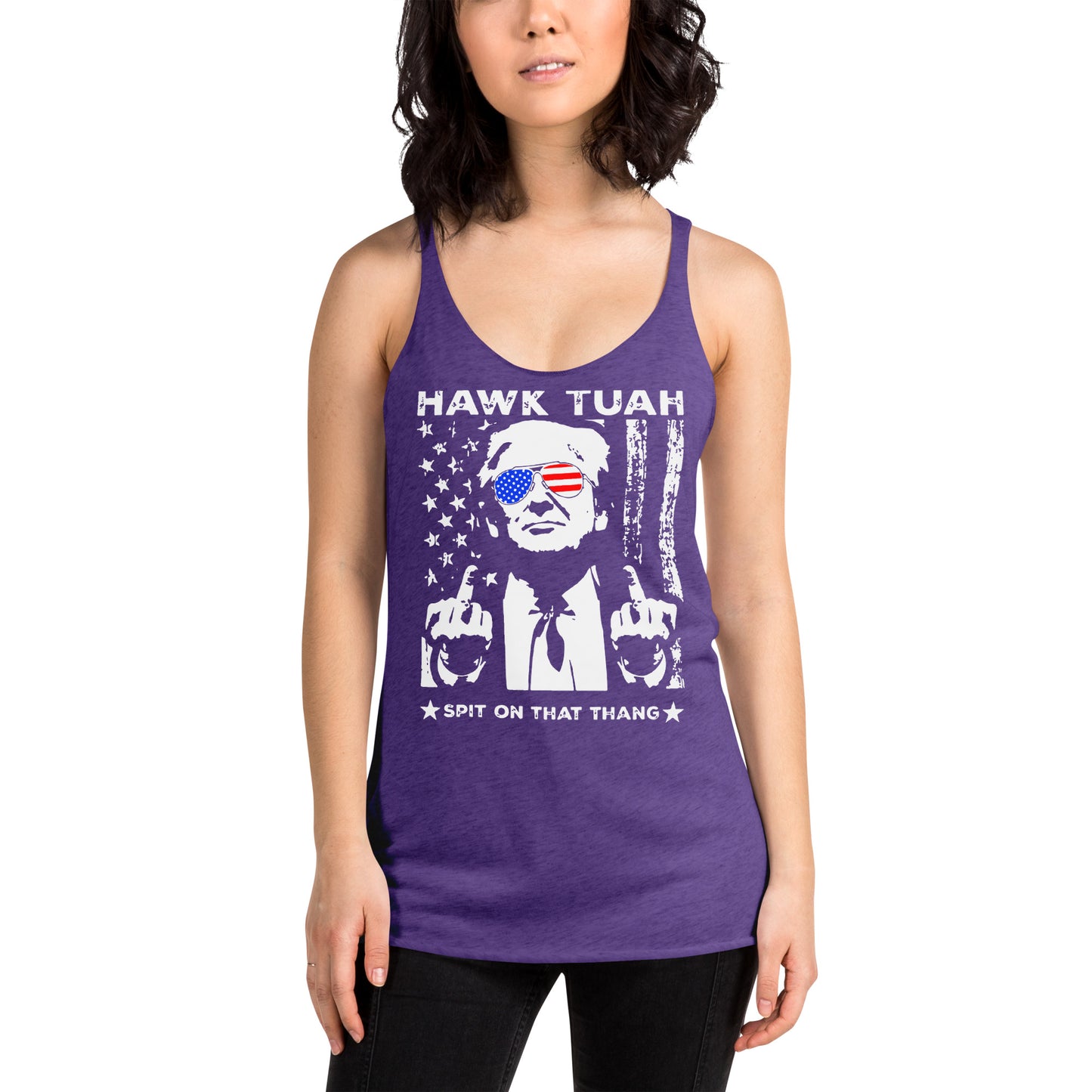 Hawk Tuah™ Trump Women's Racerback Tank