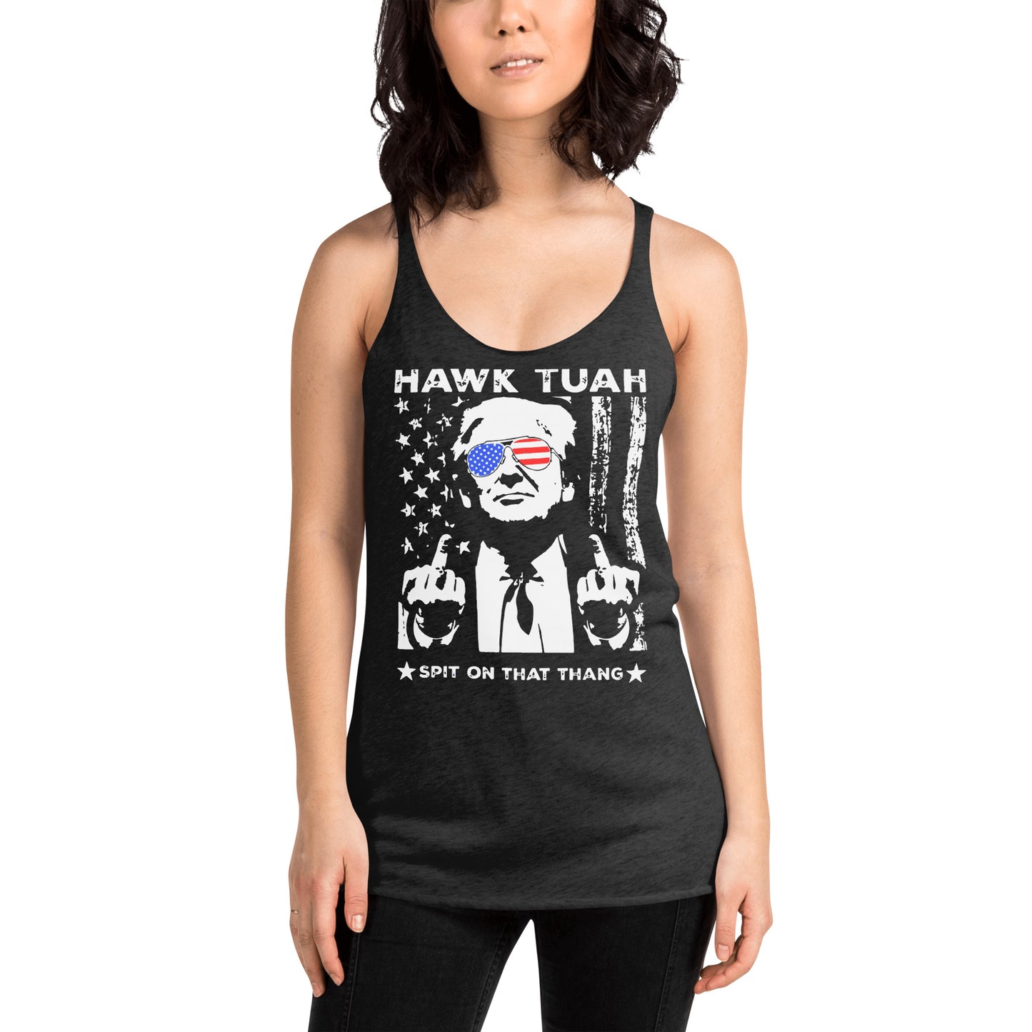 Hawk Tuah™ Trump Women's Racerback Tank