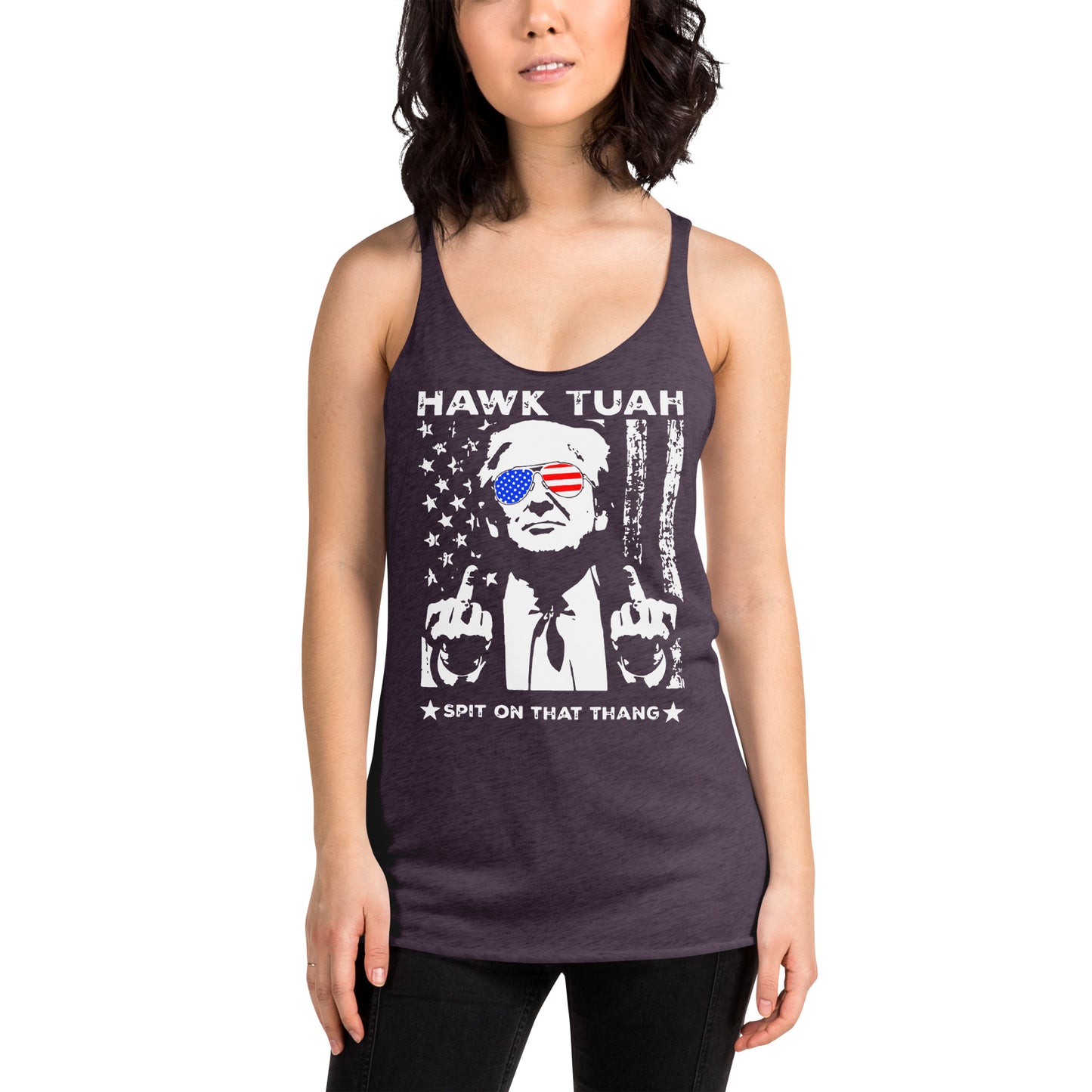 Hawk Tuah™ Trump Women's Racerback Tank