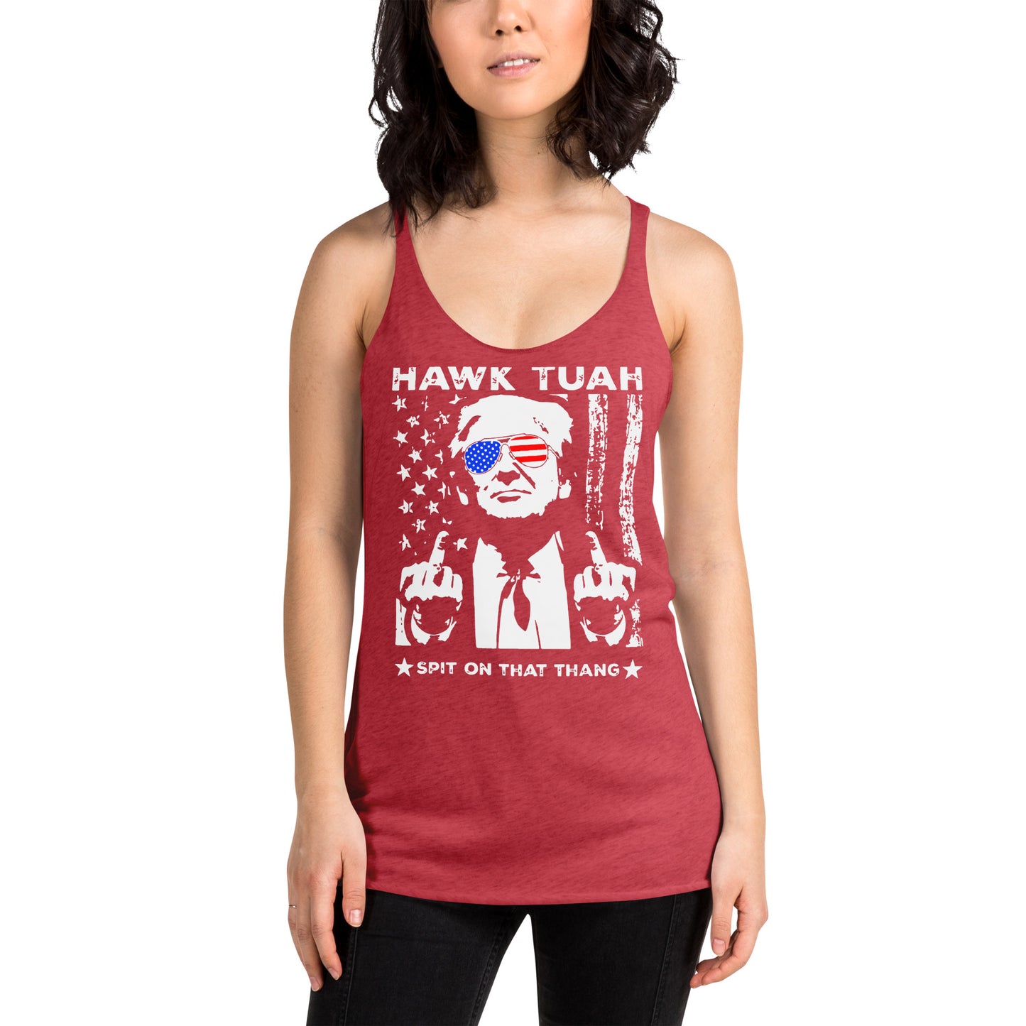 Hawk Tuah™ Trump Women's Racerback Tank