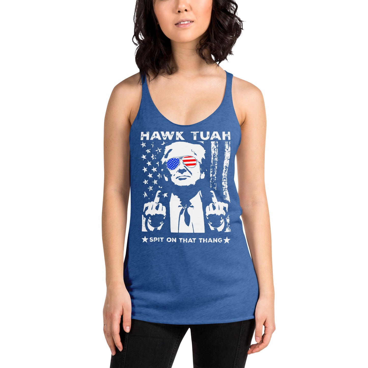 Hawk Tuah™ Trump Women's Racerback Tank